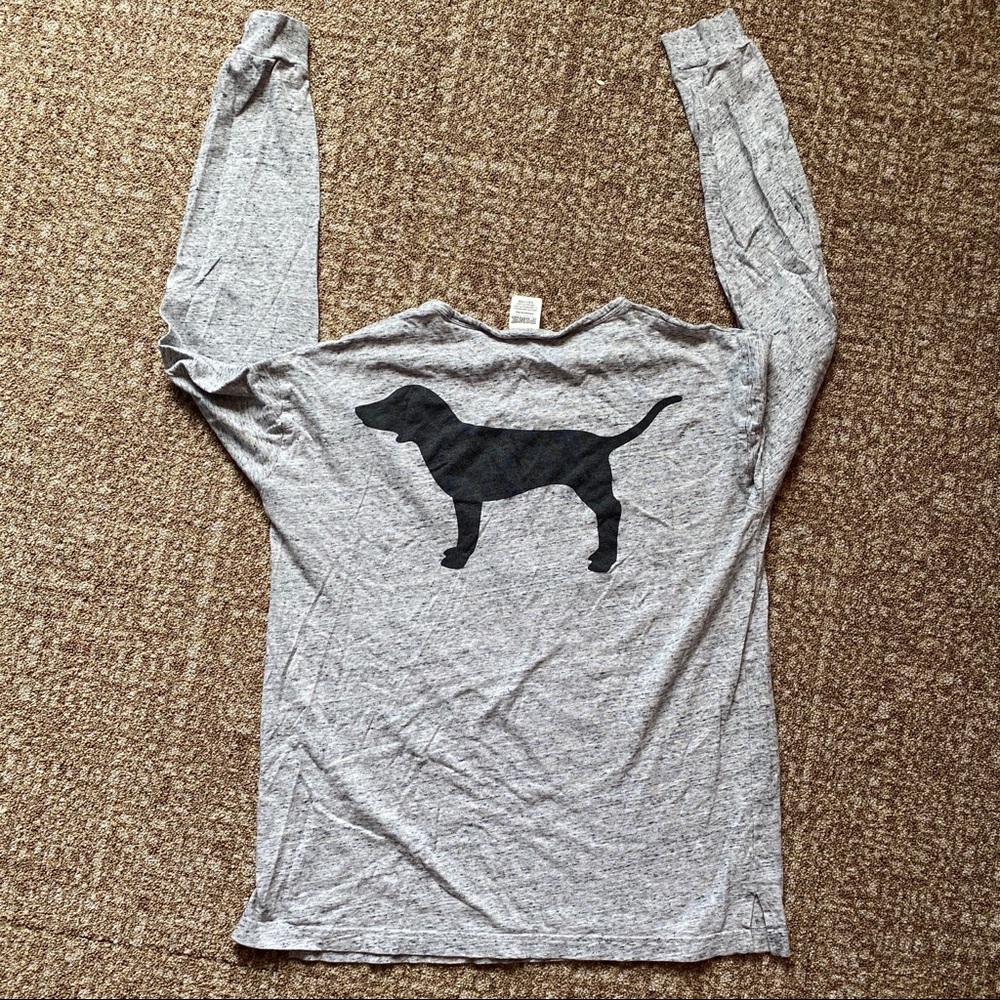 VS Pink Campus Tee V-Neck Ladder Strap Front Small